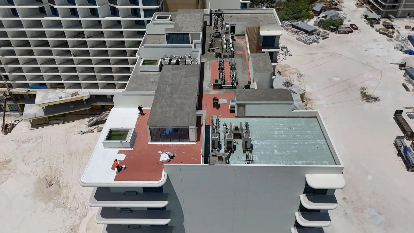 Drone view of the upper roofs, St. Regis, Turks and Caicos